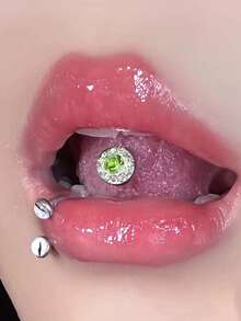 1/4 件时尚方晶锆石装饰圆形和心形舌环，适合男女日常佩戴