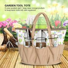 Borsa per attrezzi da giardino, set di borse per la spesa con 9 borse, organizer multiuso, portaborse in tela per pannolini - Castano - Visualizzare 9