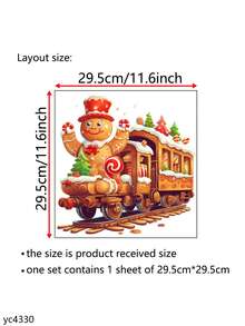 1pc Christmas Train Santa Snowman Snowflake Wreath Window Decoration - Self-Adhesive PVC Glass Sticker, Double-Sided Matte Finish, Irregular Shape, Classic Style For Living Room & Bedroom Door/Window Decor, Christmas Window Decorations