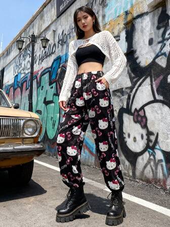 Sanrio 2pcs,Sanrio Licensed Sanrio Cozy Hello Kitty Flannel Pants - Soft, Warm Casual Pajama Pants, Fall And Winter Flannel Pants