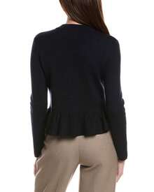 Bruno Magli Merino Wool Peplum Sweater Jacket - Navy - 查看 3