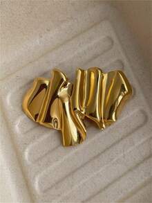 1 件简约百搭别致合金金色几何不对称胸针，适合日常佩戴