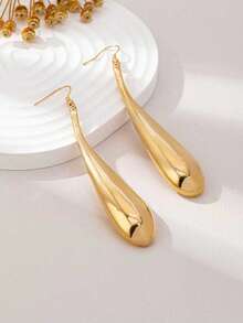 2 件套简约优雅光泽线条水滴形金手镯和粗戒指首饰套装，适合女性日常佩戴、派对、约会和礼物 - 金黃色 - 查看 6