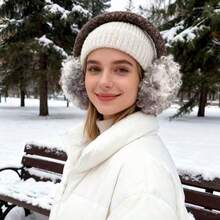 1 Piece Outdoor Pine Flower Curly Hair Warm Ear Muffs Ear Covers Fashionable Versatile Winter Cycling Cold-Proof Anti-Freezing Ear Protection Foldable Windproof Ear Muffs For Cold Weather Outdoor Ear Protection - Multicolor - View 2