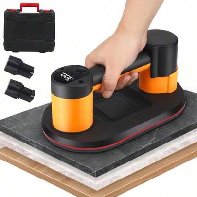 Saughaber, 27 cm, Max. 300 kg, Schwerlastfliesenheber, Glasvakuumhaber, Glasheber für raue Fliesen, Marmor, Holz, Trockenwand, Granit(schwarz+orange)