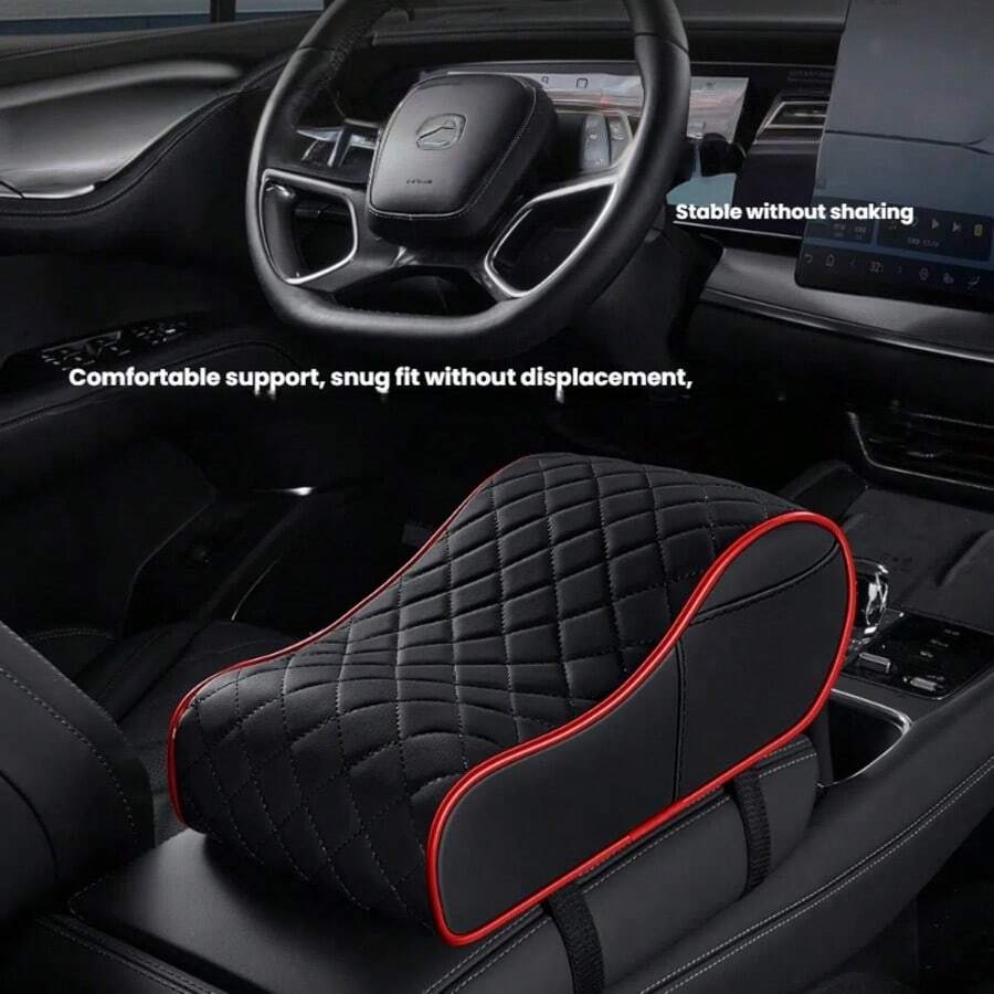 1pc PU Leather Car Armrest Box Booster Mat, Car Armrest Mat, 11*6*4in, Inner Core Memory Foam, Slow Rebound And No Deformation, Comfortably Supports Arm Weight, Simple Installation And Durable, Car Interior Accessory