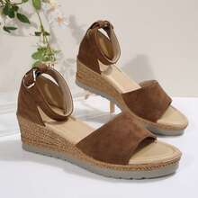 Womens Wedges Heels Wedge Sandals For Women Open Toe Ankle Strap Heels Sandals Dressy Summer Platform Comfortable Casual Shoes Platform Sandals Summer Outdoor Beach Walking Travel - 棕色 - 查看 2