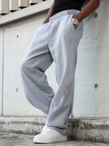 2pcs Teen Boy Casual Elastic Waist Pants, Slightly Stretchy Fashion Youth Outdoor Thermal Lined Warm Comfortable Straight Leg Trousers, Spring Autumn Winter