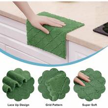 12 Pack Kitchen Dish Cloths (10 X 10 Inches, Cream Yellow), Super Soft And Absorbent Coral Velvet Dish Towels, Nonstick Oil Fast Drying Microfiber Cleaning Cloth, No Lint Household Dishcloths, 2025 - 草綠色 - 查看 2