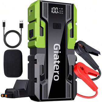 4000A Smart Portable Car Jump Starter Battery Pack, 12V Jumper Starter With LED Display And LED Light, Power Bank With USB, Type C Port