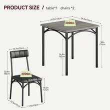 Compact 3-Piece Dinette Set For 2, Modern Square Kitchen Table And Chair Set For Small Spaces, Apartments, Breakfast Nook - Grey - View 3