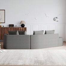 Modern Chenille Sofa, Upholstered, Oversized Corner Sofa, 4 Seater, Deep And Wide Seat, Cloud-Shaped Curved Sofa With 4 Decorative Pillows, Freely Combinable Sofa For Living Room And Bedroom - 淺灰色+雪尼爾+3座 - 查看 4