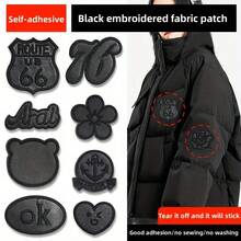 2/4pcs Feather Down Jacket Patches, Self-Adhesive, Seamless, High-End Clothing Repair, Leather Garments, Holes, Black Embroidered Fabric Patches, Jacket Patches, Sewing Patches, Clothing Patches, Garment Care Solution, Clothing Hole Repair, Embroidered Badges, Clothing Repair Stickers, Minimalist Repair Look, Understated Repair Style, Durable Fabric Structure, Enhanced Patch Durability - Multicolor - View 13