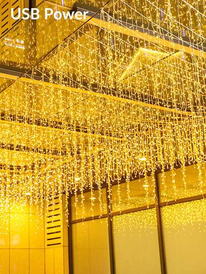 1条3米长96颗LED灯珠USB供电家居装饰灯串，室内房间装饰LED仙女灯，卧室客厅墙面装饰灯，婚礼派对装饰灯，节日派对墙面装饰灯，户外花园装饰灯
