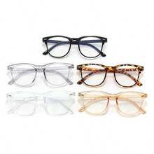 1PCS  Blue Light Blocking Glasses Geometric Plastic Decoration Daily Vintage Fashion Classic Elegant Simple Never Outdated All-Match Couple Style Shades Basics Casual Women Clear Glasses For Outdoor Travel Daily Life Office Reading Accessories - 1 件豹紋 - 查看 2