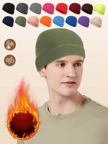 1PC Winter Women Men Polar Fleece Warm Beanie Hat Cap Outdoor Soft Comfortable Windproof Hat Thick Ski Cycling Cap Suitable For Unisex