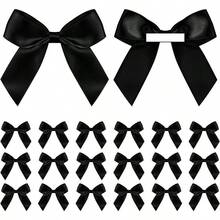 Satin Ribbon Black Bow Decor 2" Self Adhesive Premade Bows For Gift Wrapping Black Mini Bow For Treat Bags Party Favors Wedding Decorations - 50 Counts - 紫色 - 查看 6