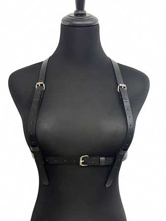 1 st. Dammode i PU-läder, gotisk stil, hängslen för festival, fest, sexig sele, jul, halloween