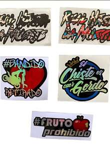 Calcomanías Stickers El Chiste Es Caer Gordo Kit 5 Calcos - Holograficos Pegatinas - A - Ver 2