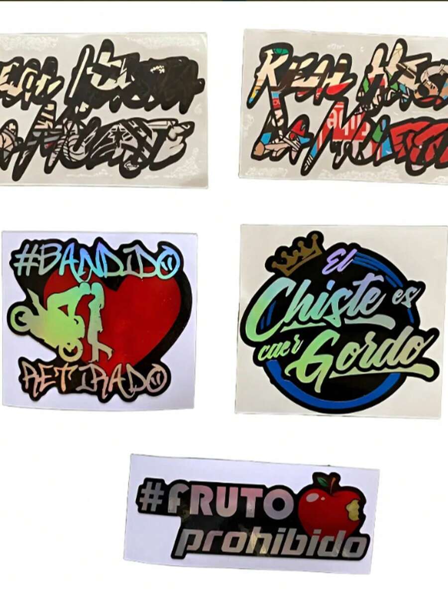 Calcomanías Stickers El Chiste Es Caer Gordo Kit 5 Calcos - Holograficos Pegatinas