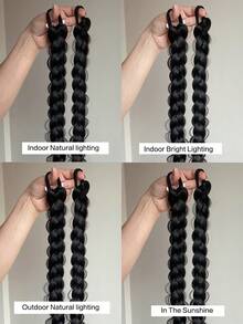 2 paquetes de trenzas con bandas elásticas, extensiones de cabello sintético para mujeres, cabello liso, estilo universal, accesorios para el cabello de uso diario. Pelucas europeas y americanas para mujeres, trenzas largas, coletas, bandas de cabello sintético largo de moda, trenzas altas, coletas falsas. - Multicolor - Ver 9