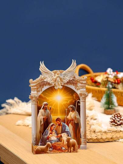 1Pc Nativity Scene 3D Ornamental Greeting Card. Exquisite Paper Sculpture Design, Suitable For Home And Party Decorations. Birthday Card, Christmas Card, Surprise Gift For Friends, Gift For Parents, Suitable For Various Holidays, Celebrations And Parties.