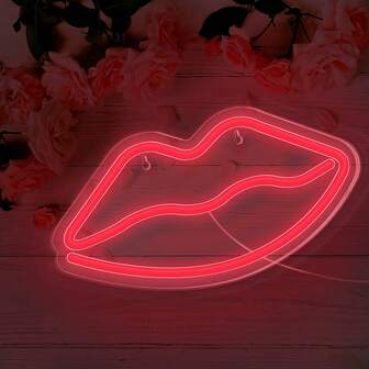 1个“融化嘴唇”造型霓虹灯，个性化设计的LED霓虹灯。灯体采用“融化”质感的嘴唇造型，视觉效果大胆醒目，兼具装饰性和氛围营造功能。适用于卧室、客厅、派对、酒吧、休闲酒吧、服装店和美妆店橱窗展示、私人聚会、朋友生日派对，也可作为趣味礼物。