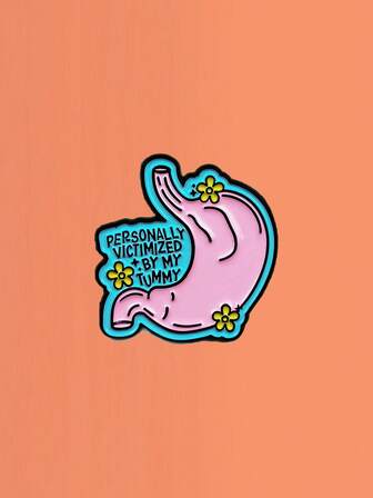 1枚卡通粉色肠胃设计徽章，可爱背包装饰别针，适合作为朋友的纪念礼物