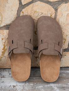 男女通用套脚凉鞋，可调节搭扣，PVC减震鞋底，室内外休闲穿着舒适，男女皆宜，经久耐用，简约设计 - 淺棕色 - 查看 5