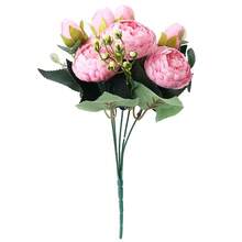 1 Stück künstliche Rose Pfingstrose Blumenstrauß, schöne Kunstblumen Anordnung für Hochzeit, Party und Heimdekoration, Valentinstag Geschenkdekoration