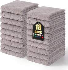 12 Pack Kitchen Dish Cloths (10 X 10 Inches, Cream Yellow), Super Soft And Absorbent Coral Velvet Dish Towels, Nonstick Oil Fast Drying Microfiber Cleaning Cloth, No Lint Household Dishcloths, 2025 - 灰色 - 查看 13