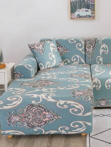 1pc Full Coverage Sofa Cover, Modern Style, Made Of Polyester Fabric, Machine Washable, Suitable For All Seasons - Blue - View 4
