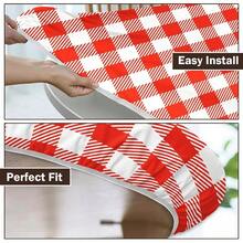 Water-Resistant Round Tablecloth With Elastic Edge For 40-44" Tables - Daily-checkered Red White - View 3