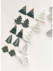 Christmas Tree Set Polymer Clay Cutter, Soft Clay Earring Making Tool DIY Jewelry Supplies, Stamp For Polymer Clay Stud Earrings - White - View 4