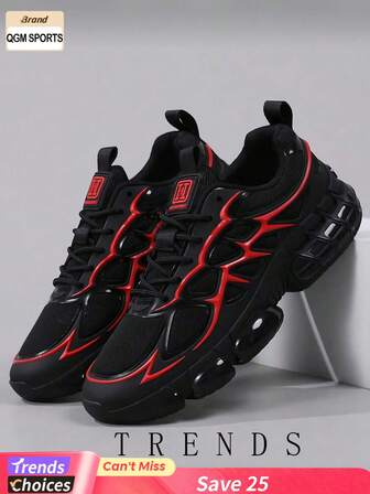 Men's Round Toe Lace-Up Men Sports Shoes For Men, Colorblock Letter Lightweight Breathable Chunky Men Sneakers Men Trainers,Slip-Resistant Wear-Resistant Sports Outdoor Running Shoes Casual Men Shoes