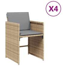 vidaXL 4 Stück Gartenstühle Mit Kissen, Beige-Mischung Poly Rattan - Beige - View 2