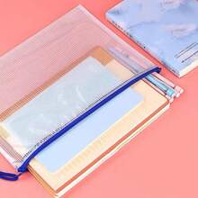 Set Of 5 A4/A6 Plastic Folders, Document Organizer, Materials, Multipurpose PVC Pouch With Zipper. - A4 - 查看 5