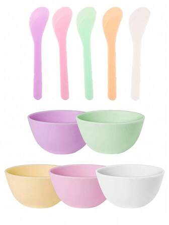 5pcs/Set Odorless Anti-Scratch Face Mask Bowl Set With Mask Brush, Mixing Bowl, Measuring Cup For Facial, Mud And Other Skincare Products
