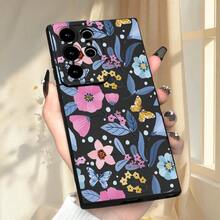 Funda de lujo negra a prueba de golpes con impresión floral de graffiti creativo y protección de lente de perspectiva omnidireccional avanzada, adecuada para Samsung Galaxy S20, S21, S23, A52, A53, A54, A14, A25, A34, A32, A05S, A15 Ultra Plus FE 5G y 4G, serie de fundas simples y duraderas. - Colores mixtos - Ver 7