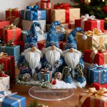 Festliche Weihnachts-Wichtel Acryl Tischdekoration - 3 Wichtel, geeignet für Schlafzimmer, Küche, Büro, Garten, Innen- und Außenbereich