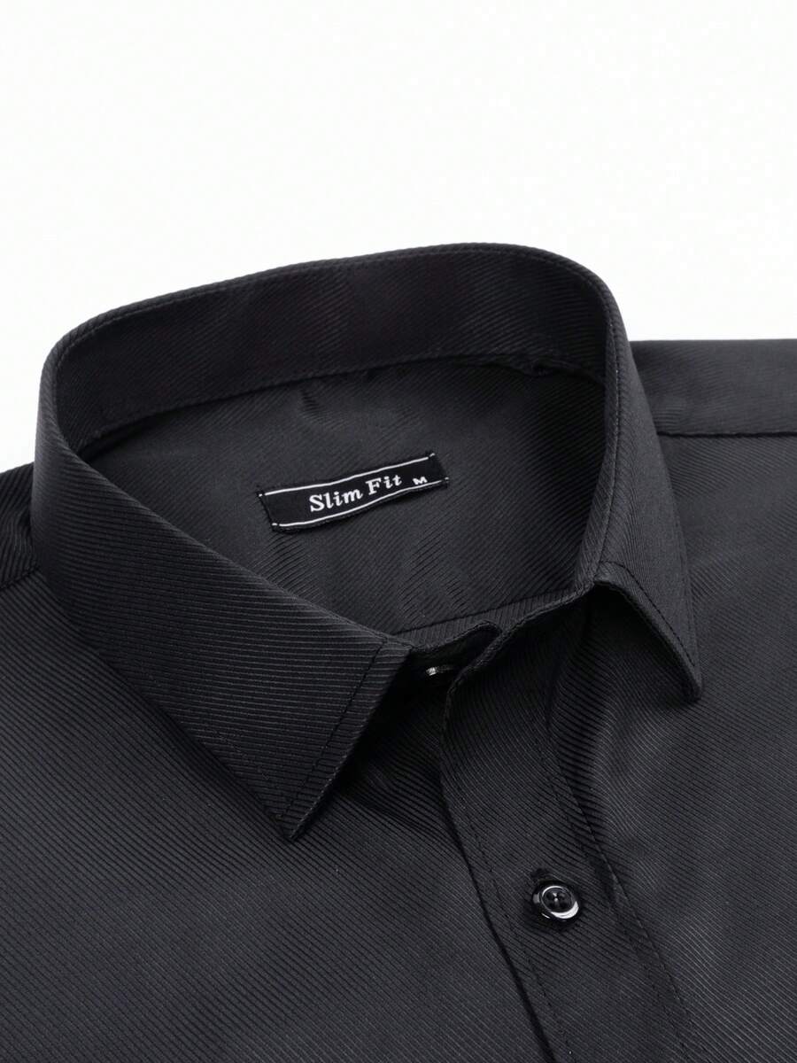 Rand paul Men's Breathable, Non-Sticky Dress Shirt, Easy To Wash And Dry, Ideal For Work, Meetings, And Everyday Wear - màu đen - Xem 1