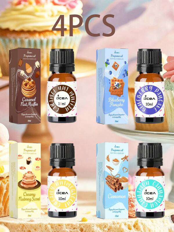 4pcs Christmas Aromatherapy Essential Oil Set, Suitable For Humidifiers, Candle Making And Diffusers, Ideal For Home, Hotel, Christmas Holiday Gift Recommendation, Home Decor, Halloween Decor, Room Decor