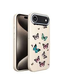 Funda de piel para iPhone 17 Pro Max 17 Air, pantalla completa, rosa, mini mariposa, alta calidad, protección contra caídas - Beis - Ver 15
