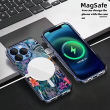 Funda de teléfono magnética con pintura al óleo de flores, graffiti colorido transparente, compatible con iPhone 16 15 14 13 12 11 X X/SMAX, soporte magnético compatible con carga inalámbrica de Apple, funda protectora simple XS, funda de teléfono XS Max - Colores mixtos - Ver 4