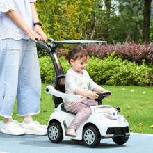 QABA Push Car, 3 In 1 Kids Ride On Car Toddler Sliding Car With Music, Light, Foot To Floor Baby Car With Handle, Removable Canopy, Safety Guardrail, Horn, White - 白色 - 查看 4