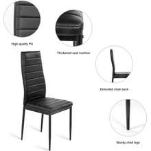 Dining Table And Chairs Set Of 2/4, Folding Round Dining Table With 2 PU Leather Chairs For Dining Room,Kitchen,Living Room - Gray Square Table + 4 Black Striped Chairs - View 3