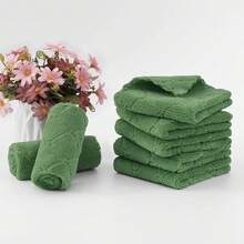 12 Pack Kitchen Dish Cloths (10 X 10 Inches, Cream Yellow), Super Soft And Absorbent Coral Velvet Dish Towels, Nonstick Oil Fast Drying Microfiber Cleaning Cloth, No Lint Household Dishcloths, 2025 - 草綠色 - 查看 5