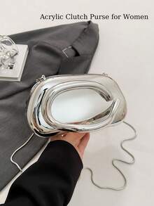 [US-Based Shipping]Vintage Metal Box Style Clutch Bag, Evening Bag, Formal Party Bag, Gown Bag, Dance Party Bag, Gold Wedding Bag, Bridal Bag, Women's Shoulder Crossbody Bag With Chain, Party Bags,Perfect For Party Wedding Prom Dinner/Banquet Matching With Holiday Party Dress Evening Dress & Sequin Dress,Women's Fall Clothing Winter Clothing Christmas Halloween Gift Pumpkin Skeleton Fall Spider Autumn Velvet Furry Party Fuzzy Plush - 銀色 - 查看 4