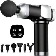 Deep Tissue Massage Gun, Portable Percussion Muscle Massager Pain Relief, Handheld Massagers With 30 Speeds  6 Attachments Back And Neck, Gifts Men Women - 黑色 - 查看 12
