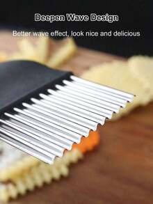 Premium Stainless Steel Potato Knife, Multi-Purpose Wavy Edge Slicing Knife For Veggies & Chips – Kitchen Essential Tool - màu đen - Xem 4